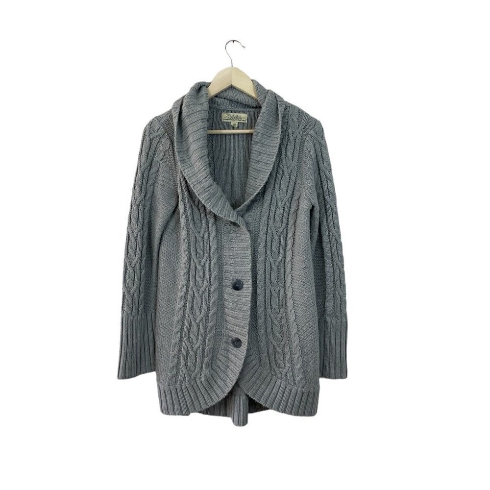 Cablela's Medium Sweater Cardigan Gray So Soft Acrylic Lounge Top Womens